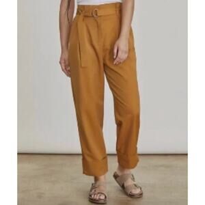 Elizabeth & James Paper Bag Camel High Waist Belted Cuffed Pleated Ankle Pants 6